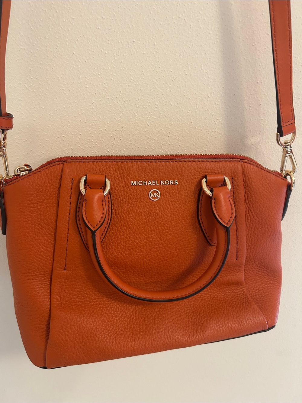 Michael Kors Sienna Messenger Orange Spice Pebbled Leather